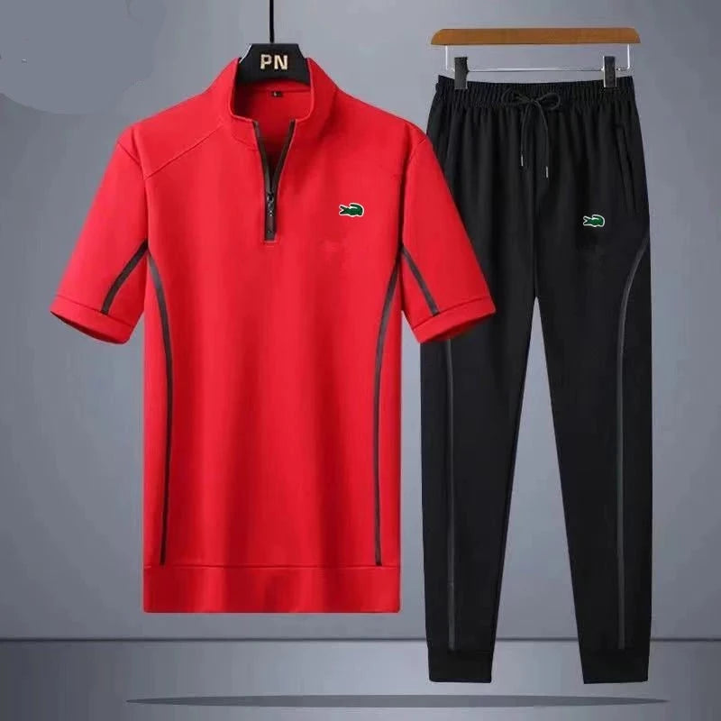 Men's Casual Sports Set: Short Sleeve Tee + Quick Dry Pants