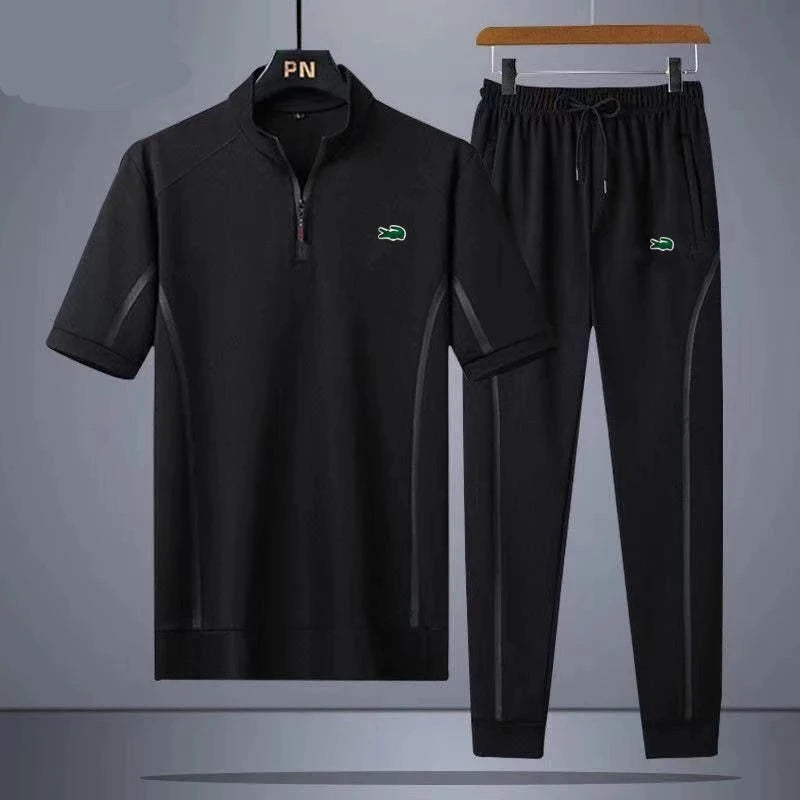 Men's Casual Sports Set: Short Sleeve Tee + Quick Dry Pants