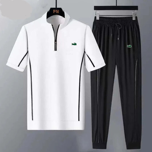 Men's Casual Sports Set: Short Sleeve Tee + Quick Dry Pants