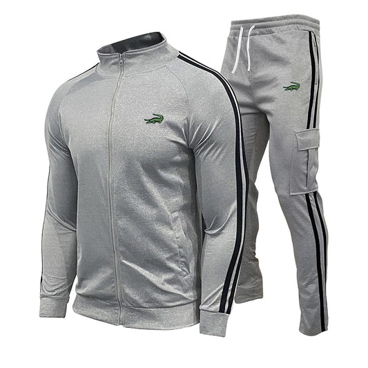 Zipper Cardigan Jacket + Sweatpants Set: Sporty Elegance